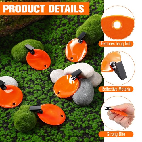 Konohan 48 Pcs 24 or 48 Pcs Trail Markers with Clips Round Reflective Tacks for Hunting Reflective Tree Tacks Trail Marking Ribbon with Clips Orange High Visibility Tree Markers for Outdoor Hiking