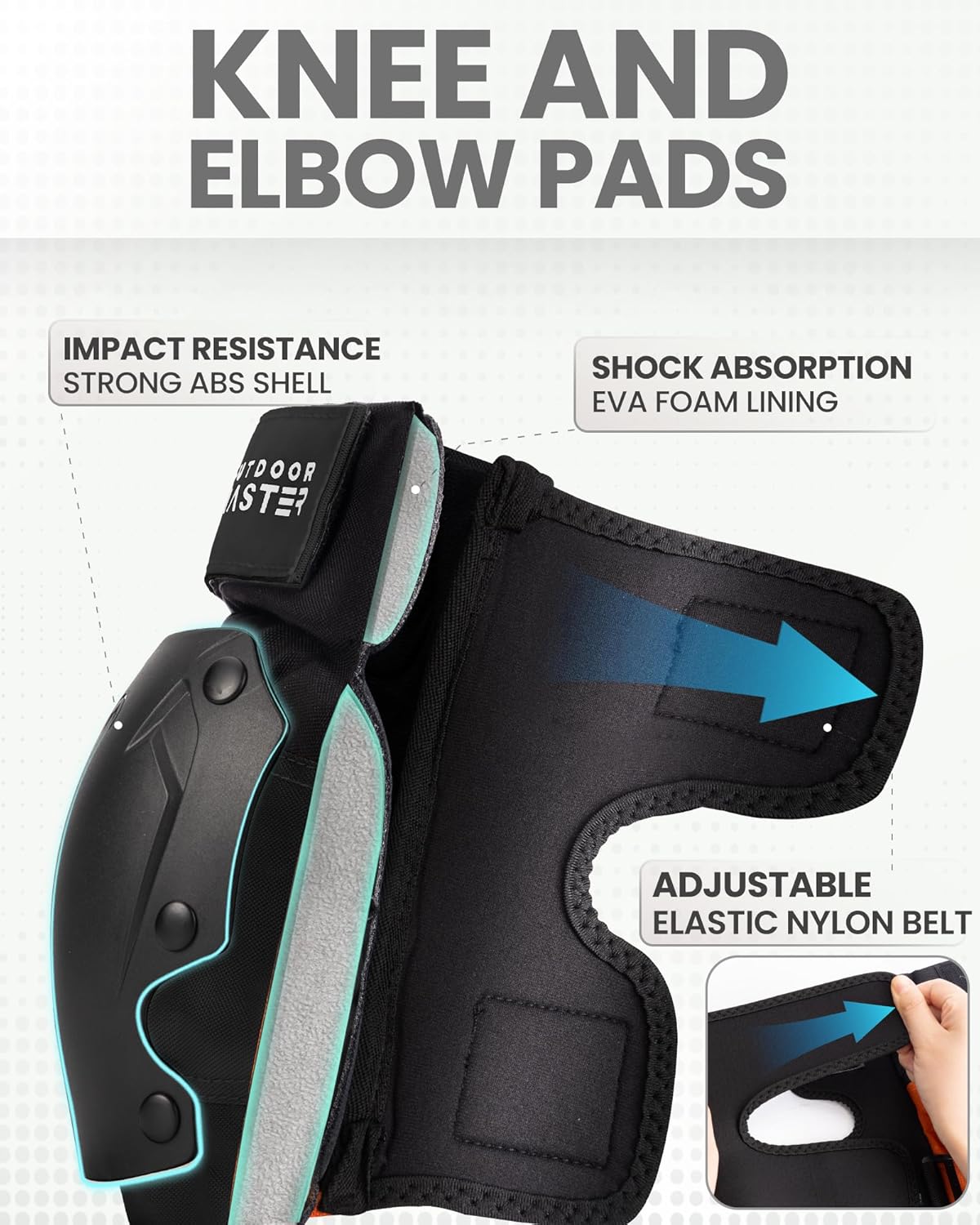OutdoorMaster Skate Protective Gear Set - Helmet, Knee & Elbow Pads, Wrist Guards for Skateboarding & Scooters
