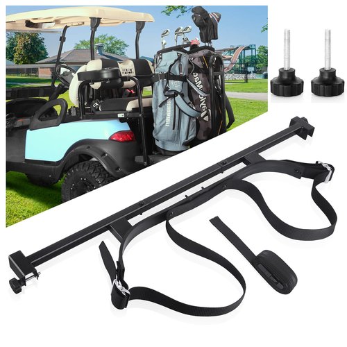 10L0L No-Drilling Golf Cart Bag Holder Bracket for 2+2 Golf Cart Rear Seat, with 1-Inch Square Tube, Adjustable Universal Golf Bag Attachment for Yamaha EZGO Club Car and Most Golf Carts