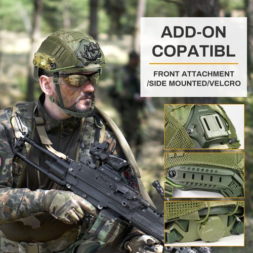 TacSnake Tactical Airsoft Paintball Fast Helmet with Helmet Cover, PJ Type Tactical Multifunctional Protective NVG Mount
