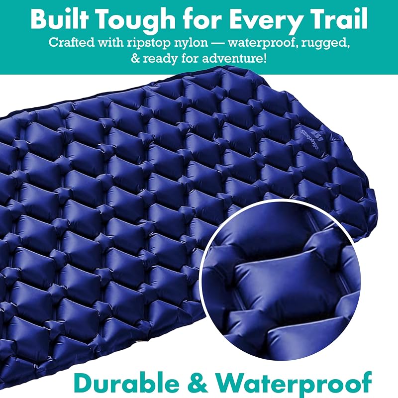 Sleepingo Ultralight Sleeping Mat - Inflatable Camp Pad, 73.5" x 21.5", Blue