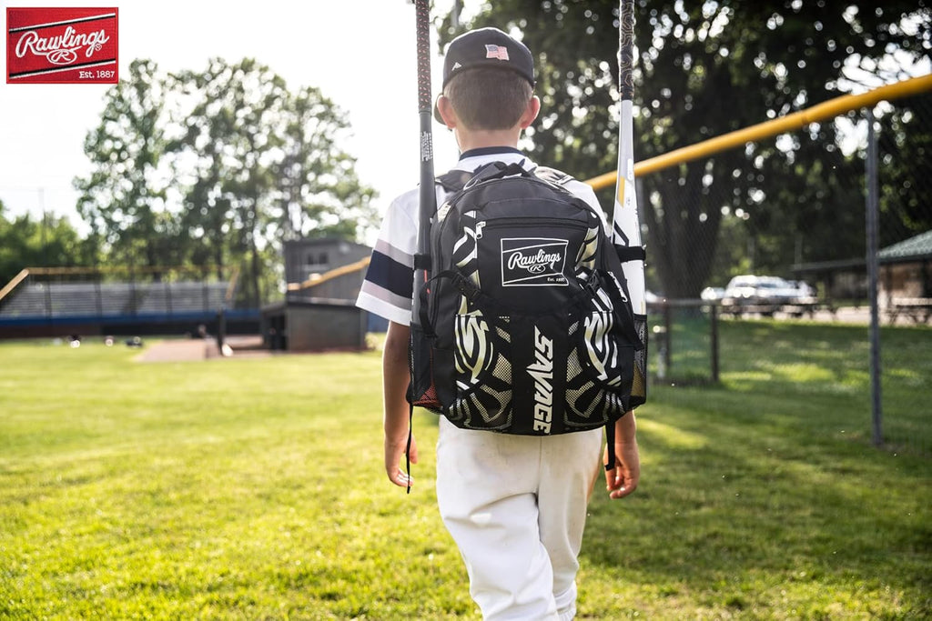 Rawlings | Savage Backpack Equipment Bag | Ideal for T-Ball & Youth Baseball | Multiple Styles Available