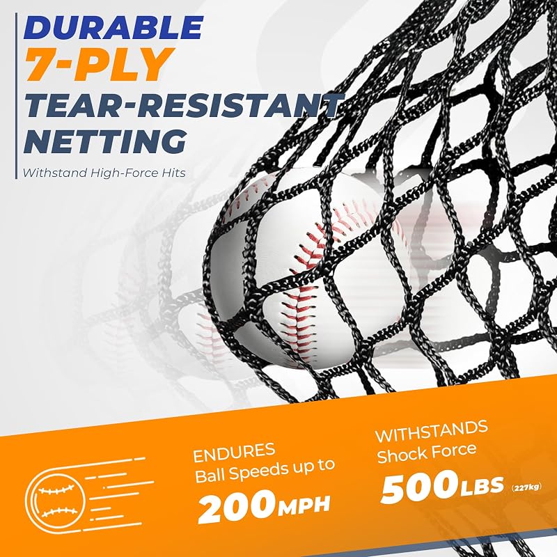 7x7ft Baseball Net for Batting Hitting Pitching - Black, 90-Second Setup