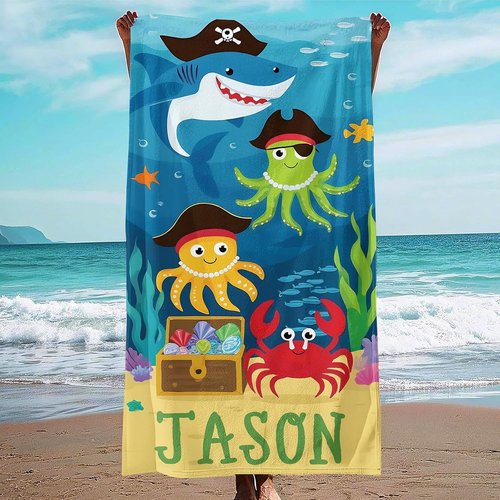 Dreamdecor Personalized Beach Towel - Custom Striped Microfiber, Sand-Free & Quick-Drying | Ideal for Pool & Vacation
