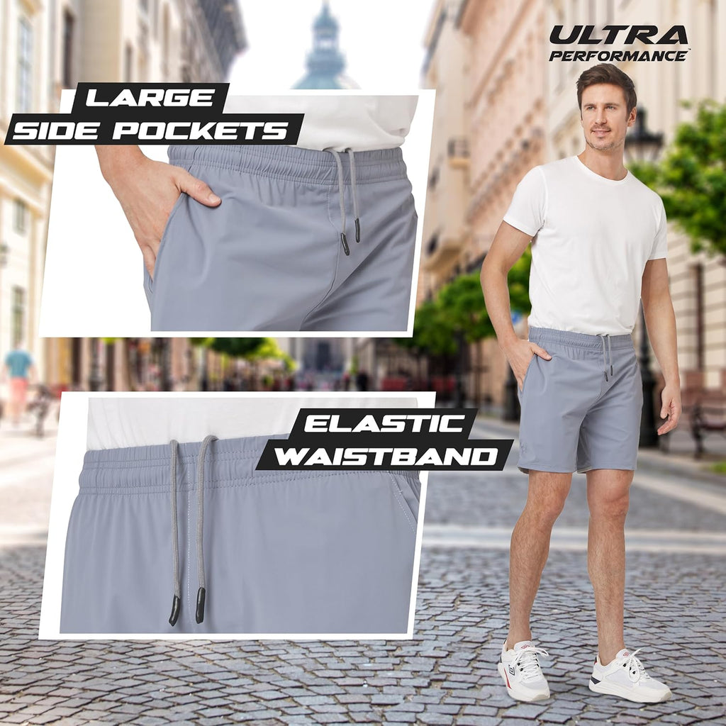 Skiennix Ultra Performance Men's Athletic Running Shorts - 3 Pack Super Stretch Gym Shorts | 7 Inch Inseam