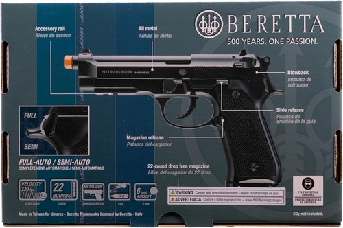 Elite Force Beretta M92 A1 Airsoft Gun - CO2 Powered Blowback 6mm BB Pistol | Black, One Size