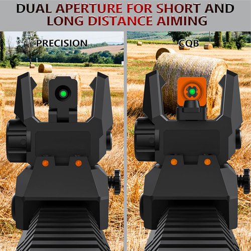 Fiber Optic Sights - Flip-Up Front & Rear Sights with Green/Red Dots | Tool-Free Adjustment