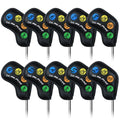 Craftsman Golf 10pcs Funny Eat Sleep Golf Magnetic Closure Classic Black Synthetic Leather Iron Headcover Covers Set Travel Cases Protector