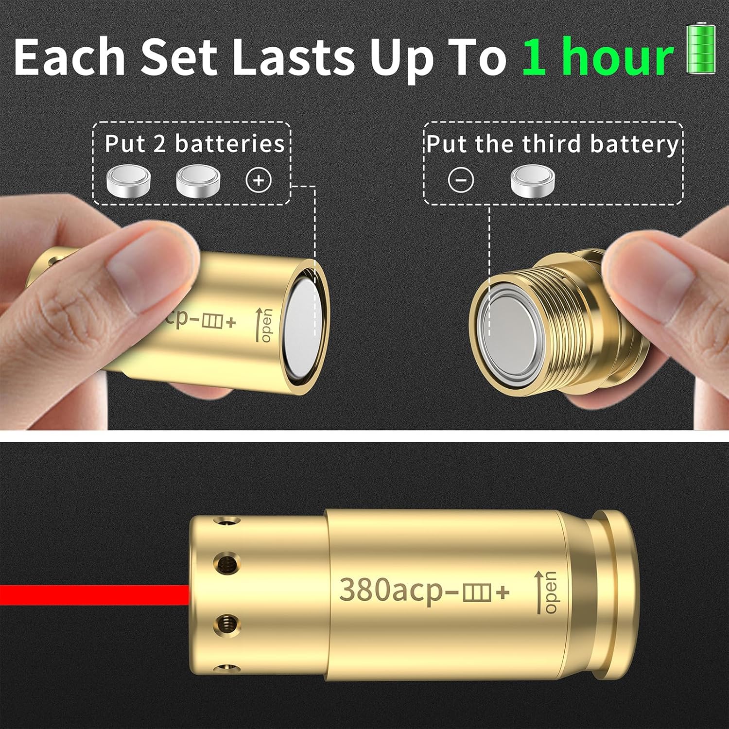 Tipfun .380acp Bore Sight Laser Sight Red Dot Boresighter with Batteries