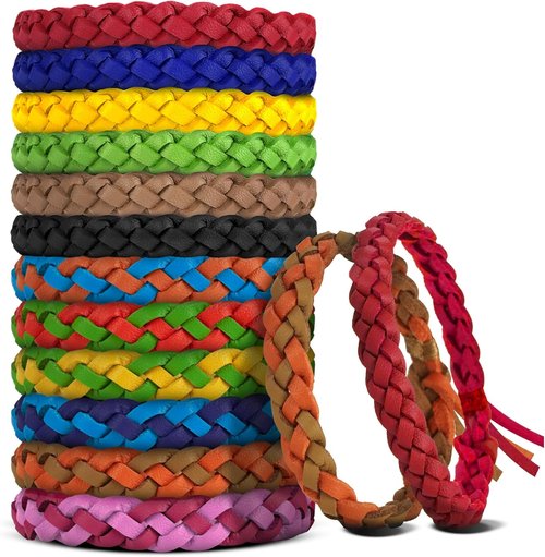 DEET-Free Mosquito Repellent Bracelets by [Brand Name] - Individually Wrapped PU Leather Wrist Bands (Pack of 24)