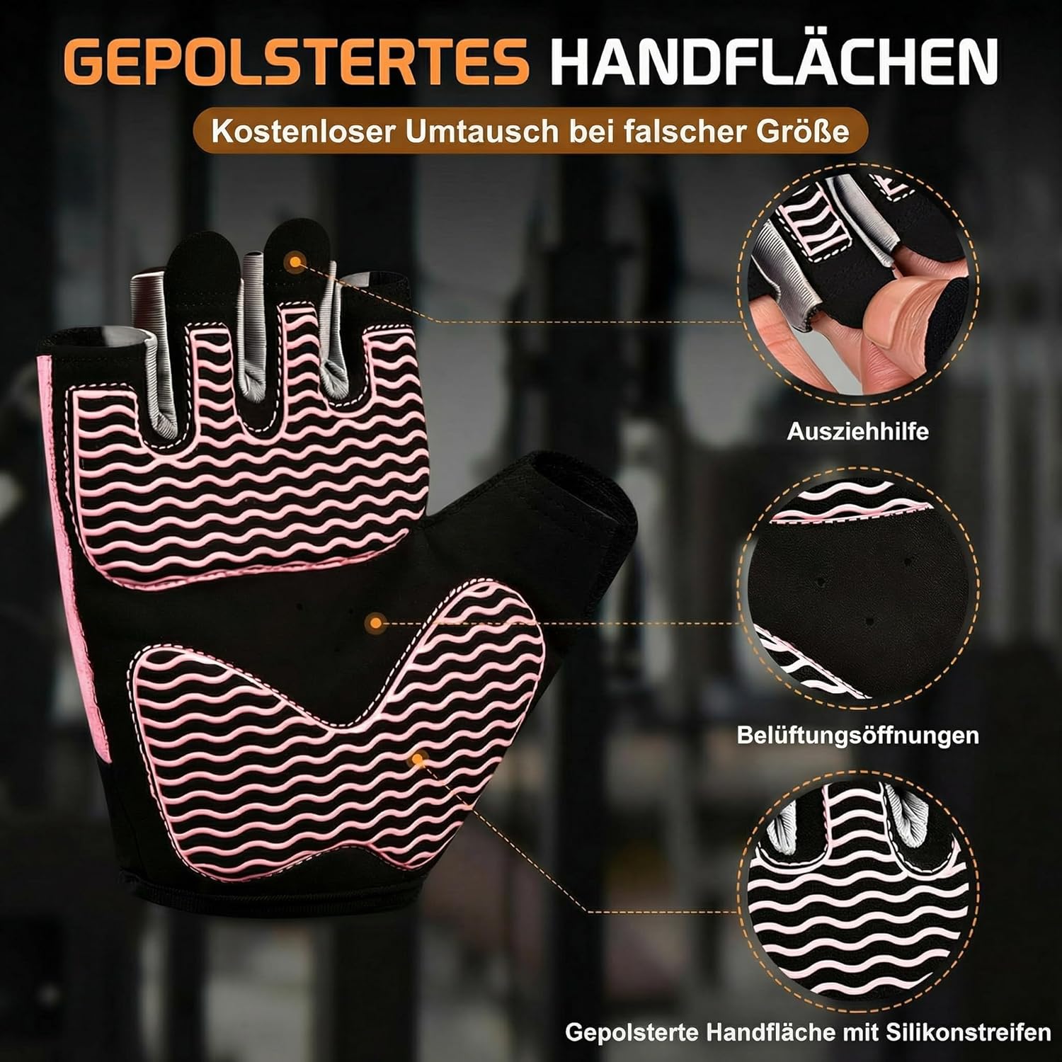 Sunnex Workout Gloves for Women - Breathable Fingerless Weight Lifting Gloves with Non-Slip Silicone Padding | 4 Sizes Available