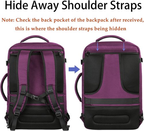 MATEIN Large Purple Travel Backpack - Water Resistant & Expandable 50L Daypack for Women