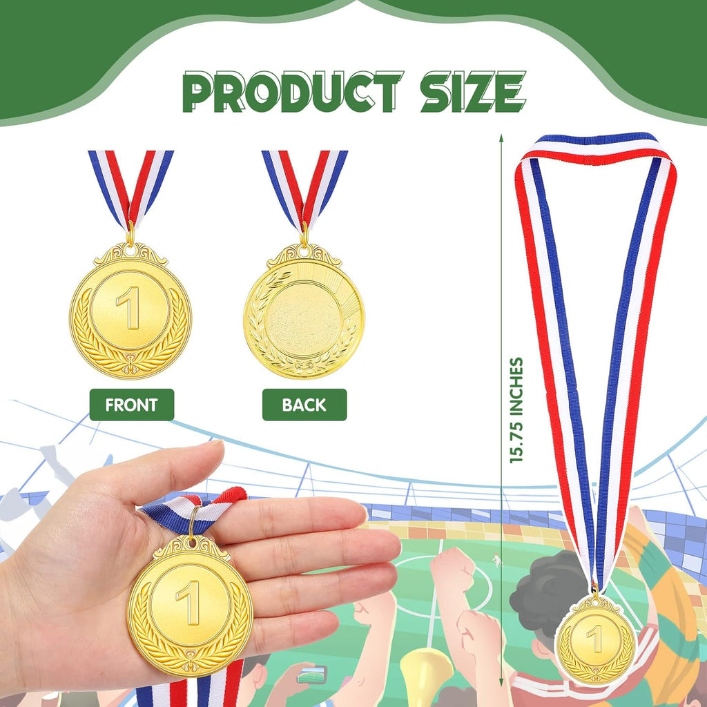 Yinkin Gold Award Medals - 1st Place Medals for Kids | Ribbon Included for Sports Competitions