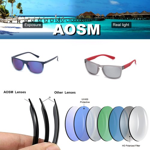 AOSM Polarized Sunglasses for Men, Lightweight Sun Glasses with UV Protection for Driving Fishing Golf Sunglasses Sports Sun Glasses(silver)