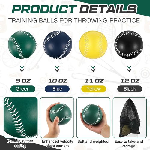 Arrowbash Weighted Softball Set - Bulk Training Balls with Drawstring Bag for Enhanced Performance
