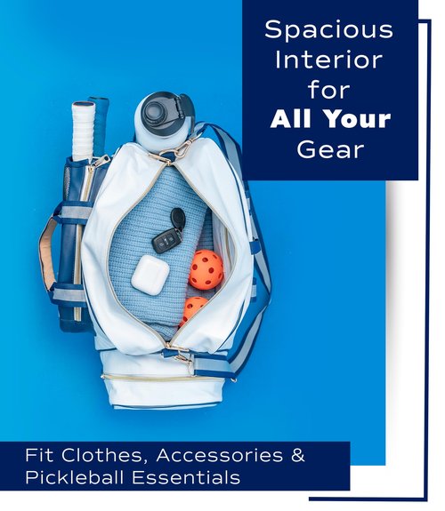 Net & Style Pickleball Bag Women Stylish Tote Large Capacity Paddle Holder Shoe Compartment Elegant Lightweight Design Durable Zipper Pockets Fence Hook White Navy Court Gym Travel Organizer