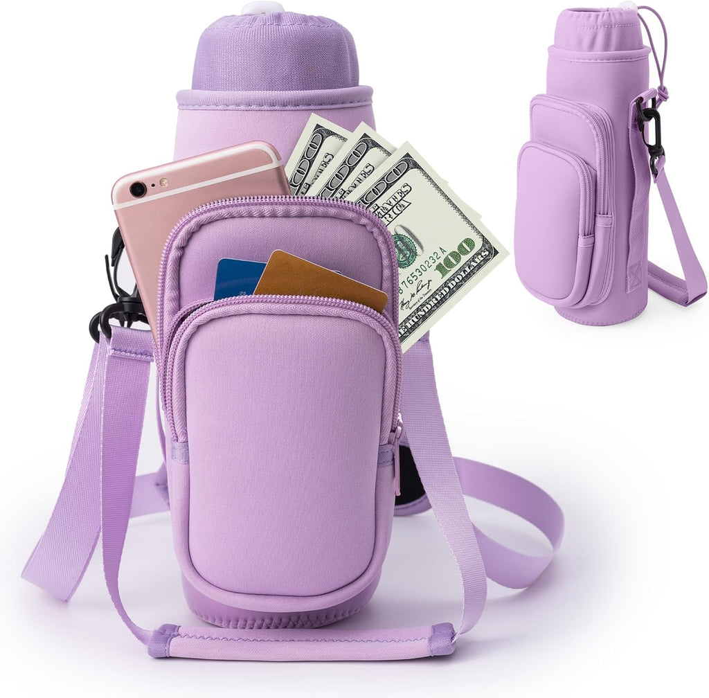 Skiennix Water Bottle Carrier Bag - Adjustable Holder with Straps & Phone Pockets for Stanley Owala 16/24/32/40oz