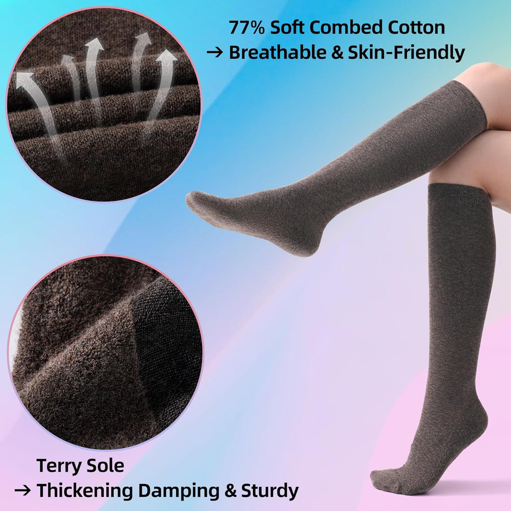 Skiennix Soft Cotton Compression Socks - 20-30mmHg Knee High Support for Circulation & Travel