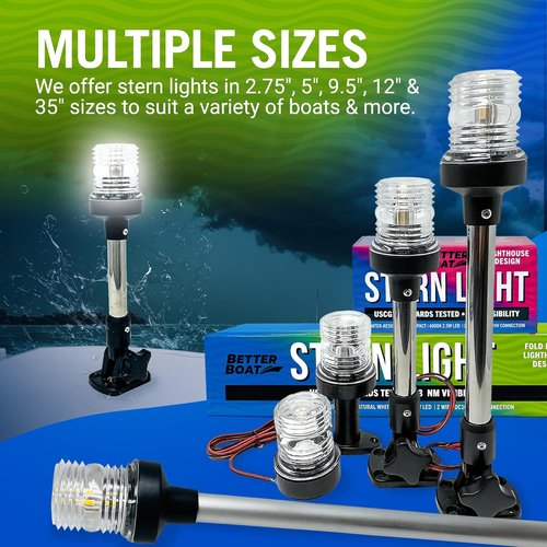 Boat Anchor Light - 9.5" LED Stern Light | USCG Tested Waterproof Marine Navigation Light