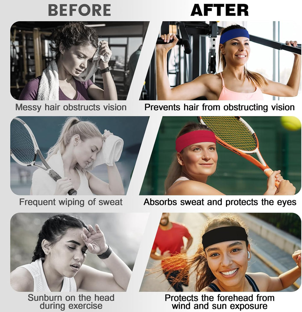 Skiennix 10 PCS Headbands - Non-Slip Cotton for Sports & Outdoor Activities | Perfect for Running, Yoga, Gym