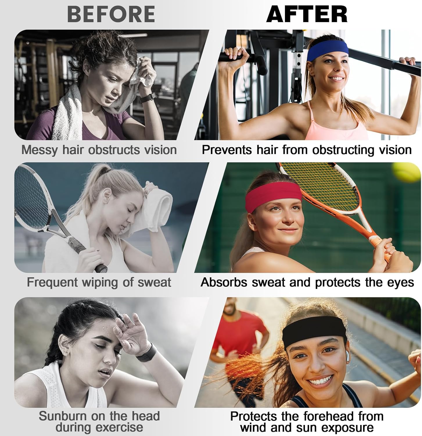Skiennix 10 PCS Headbands - Non-Slip Cotton for Sports & Outdoor Activities | Perfect for Running, Yoga, Gym