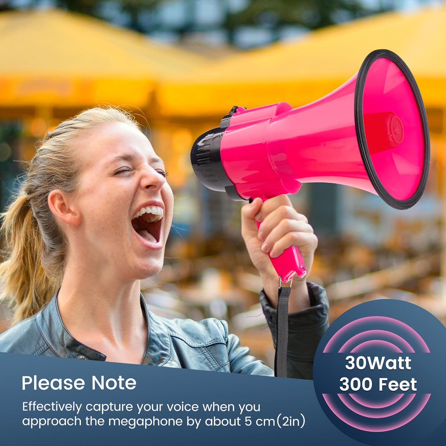 Skiennix 30 Watt Portable Megaphone - Voice, Siren Alarm & 240S Recording with Volume Control