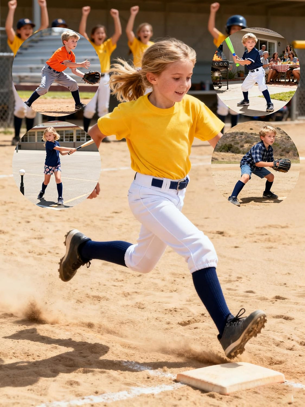 Skiennix Baseball Socks & Belt Combo - Youth Softball & Football Gear for Boys & Girls | 3 Pairs