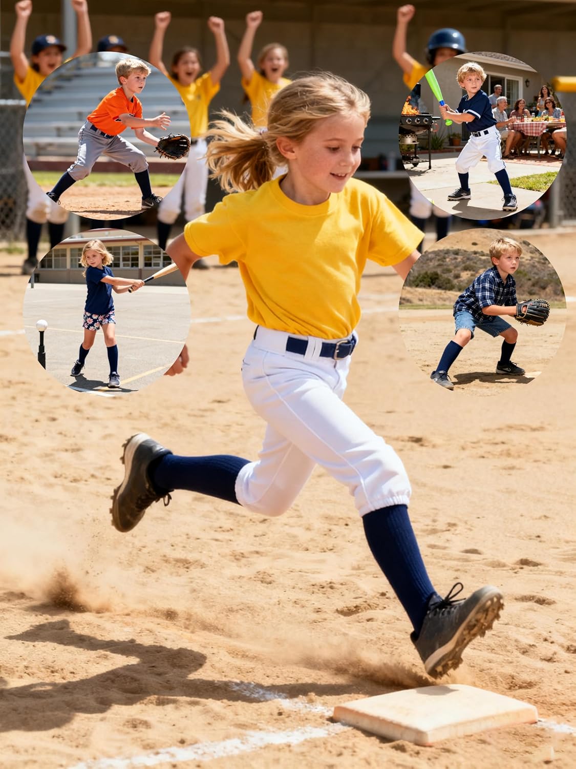 Skiennix Baseball Socks & Belt Combo - Youth Softball & Football Gear for Boys & Girls | 3 Pairs