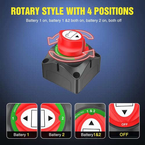 Nilight Battery Switch - 12V-48V Master Cutoff Switch for Marine, RV, Car & ATV | Waterproof Heavy Duty Isolator
