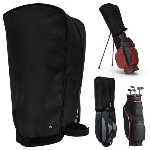 Portable Golf Bag Rain Cover, Foldable 1680D Oxford Cloth Waterproof Golf Bag Protector Hood for Men Women Golfer Beginner for Stand Bags & Carry Cart(Black)