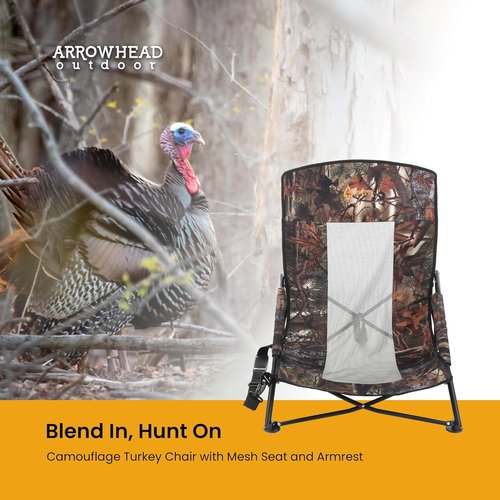 Arrowhead Outdoor Portable Folding Turkey Hunting Blind Chair - Padded Armrest, Camouflage, Low Profile, 2-Pack