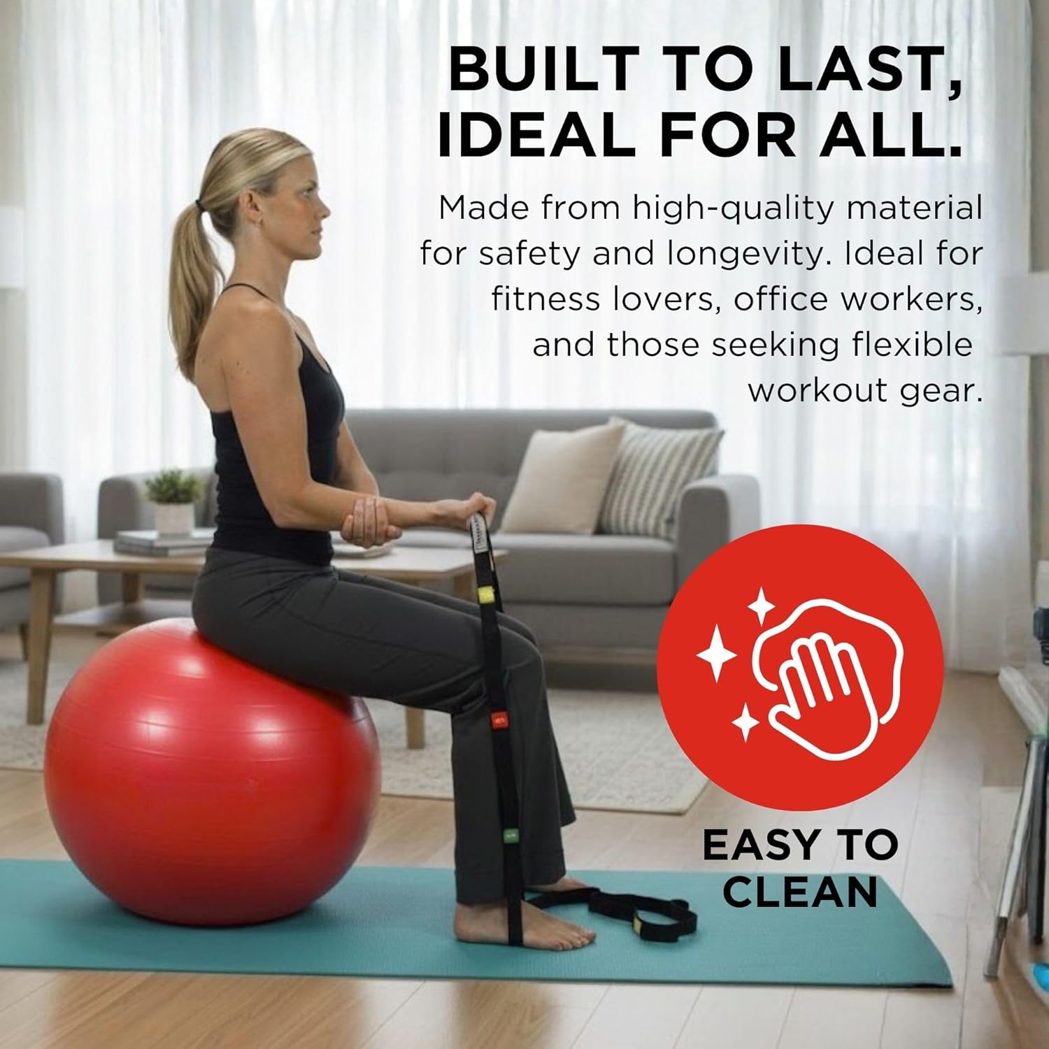 TheraBand Exercise Ball - 55 cm Stability Ball for Posture, Balance & Core | Red for 5'1" to 5'6" Athletes