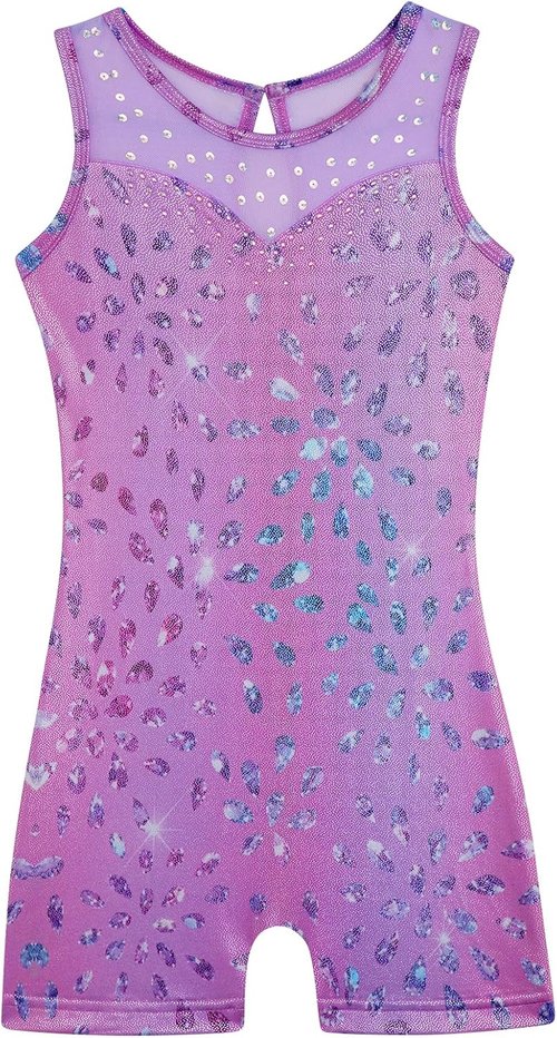 HOZIY Gymnastics Leotards for Girls - Sparkle Unicorn & Leopard Biketard Outfits | Toddler & Kids Sizes