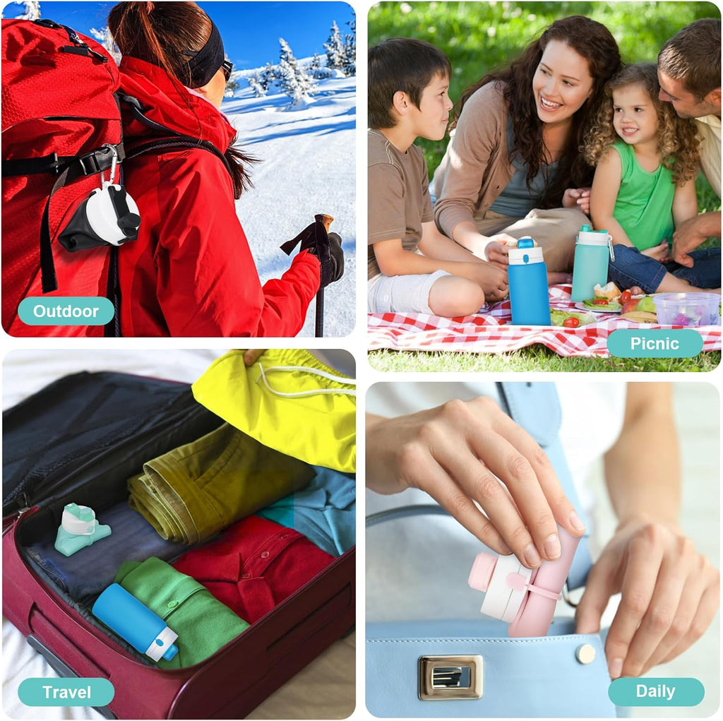 PLTCAT Collapsible Silicone Water Bottle - BPA Free, Lightweight & Leak-Proof for Travel, Gym, Hiking