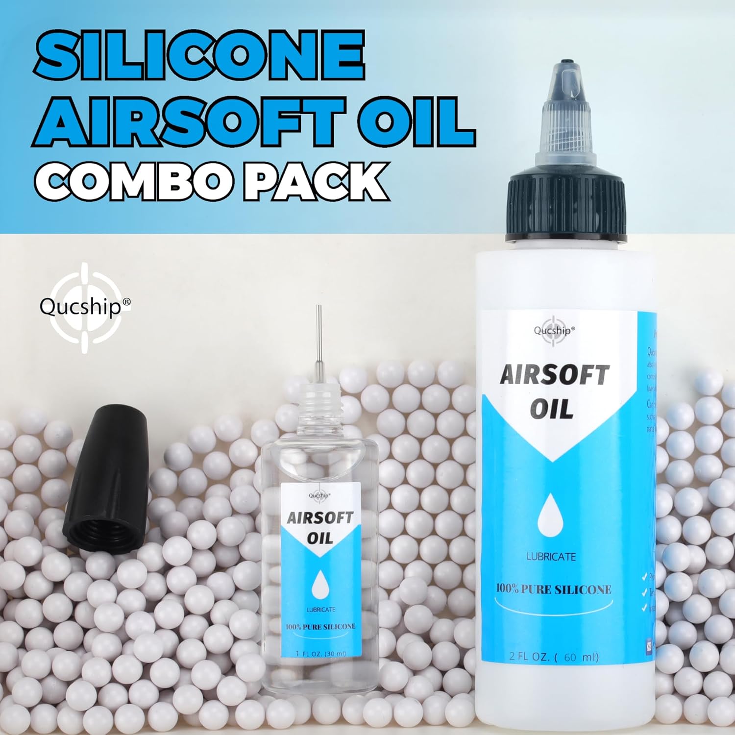 Skiennix Silicone Air Gun Oil - Multi-Purpose Chamber Lube | 2 oz & 1 oz Needle Oiler