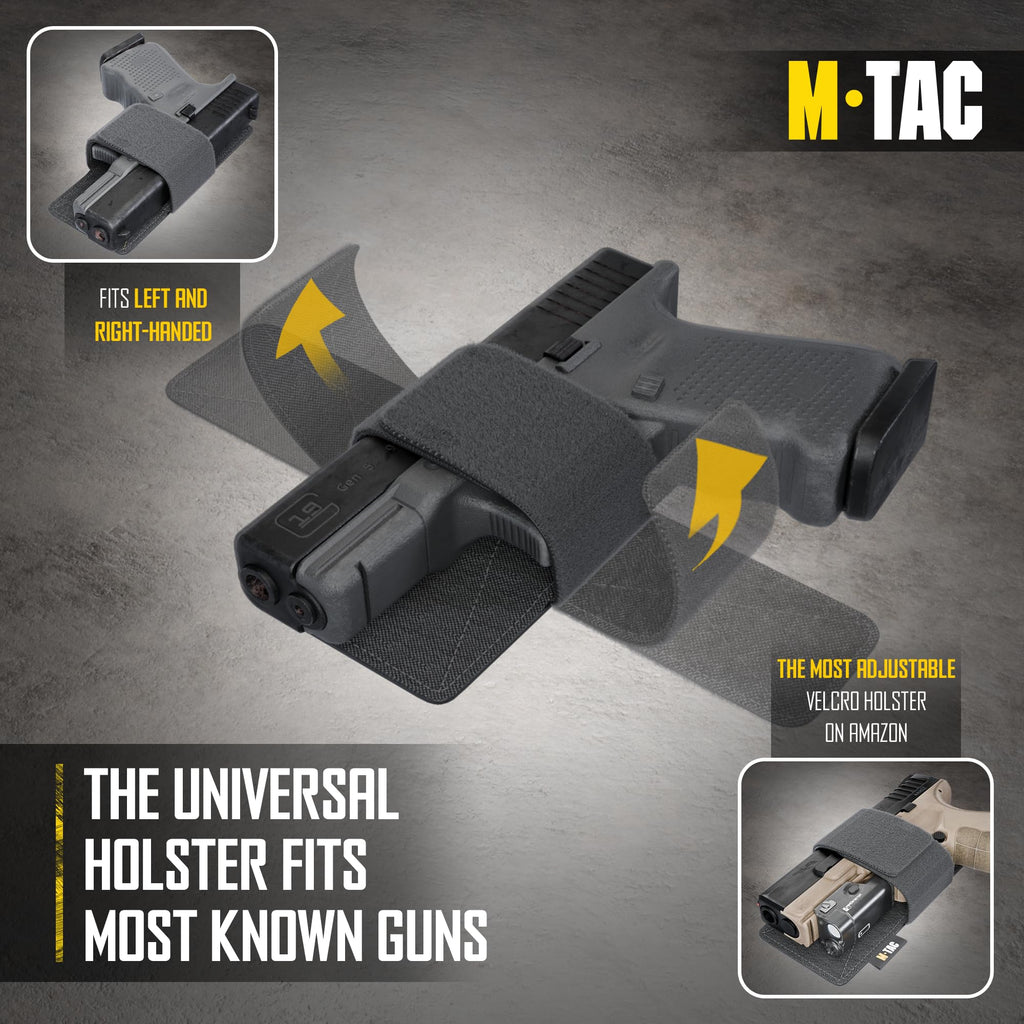 M-Tac Gun Holster for Concealed Carry - CCW Concealed Carry Holster for Men and Women - Cordura Pistol Holster for Fanny, Backpack, Vest (Black)