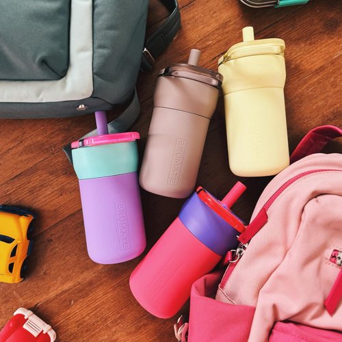 BrüMate Leap 12oz 100% Leakproof Kids Tumbler with Handle and Silicone Soft Straw | Drop Resistant Silicone Sleeve | For Kids 4+ | Insulated Stainless Steel | Cup Holder Friendly | 12oz (Prickly Pear)