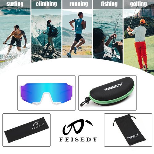 FEISEDY Sports Sunglasses for Men Women Cycling Running Fishing Shades Sun Glasses B0130