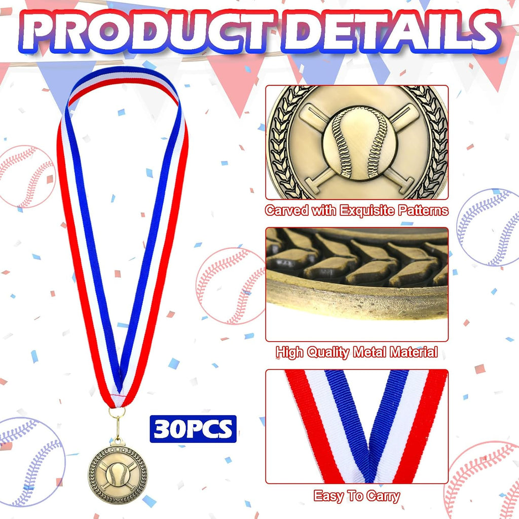 Remuuly Gold Sports Medals - 30 Pcs 2'' Awards for Basketball, Soccer, Baseball & More