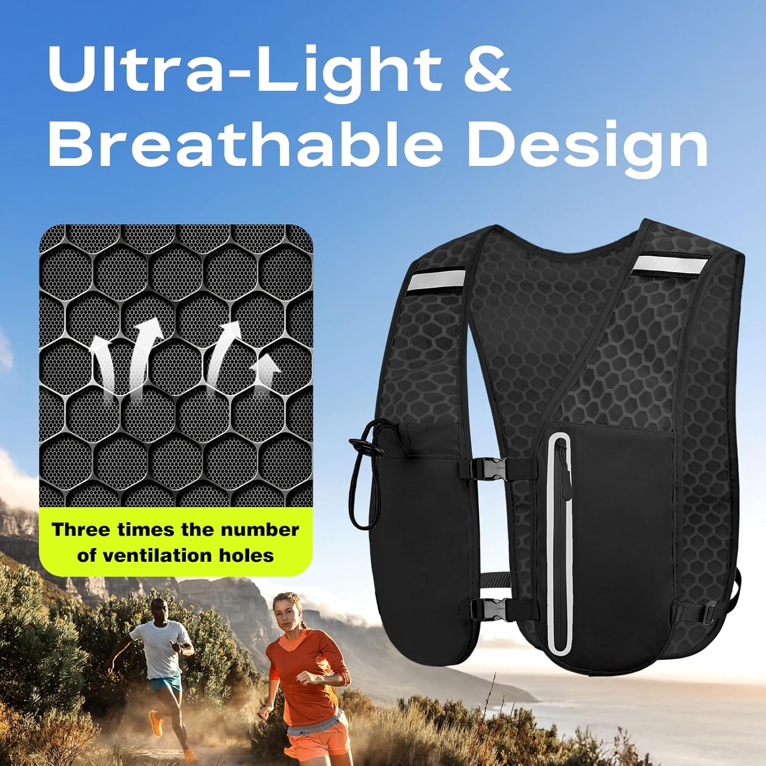 Skiennix Running Vest - Ultra-Lightweight 1.5L Water Bladder | Breathable, Adjustable Straps for Men & Women