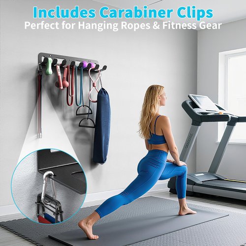 KHAMAL Multi-Purpose Gym Equipment Storage Rack for Resistance Bands - Gym Wall Storage for Exercise Bands, Yoga mat, Jump Ropes, Weight Belts, Straps, Hula Hoop