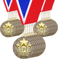 Quelay 30 Pcs Gold Medals - 2'' Metal Trophy Awards with Neck Ribbons for Kids & Adults