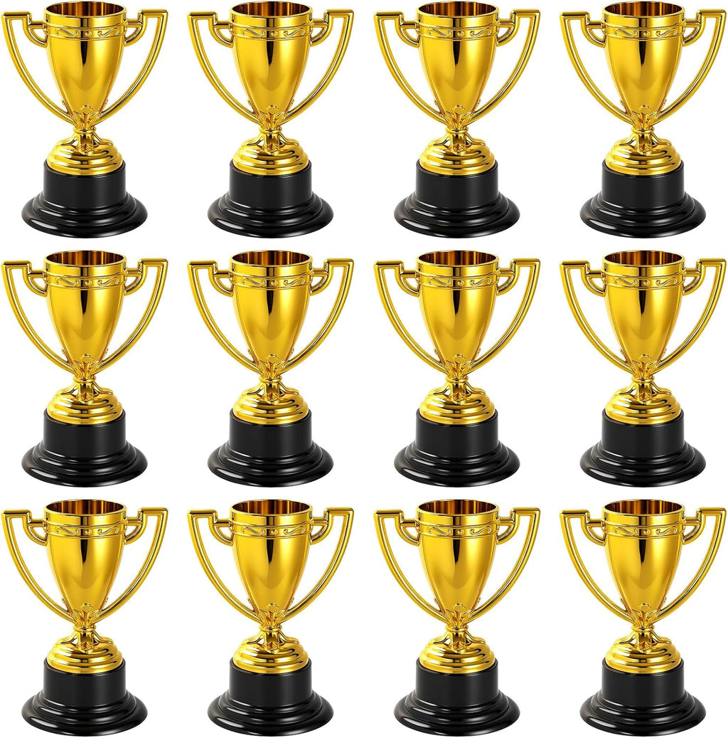 Skiennix Mini Trophies - Bulk Plastic Gold Trophy Cups for Kids' Sports Tournaments | 3.4 Inches