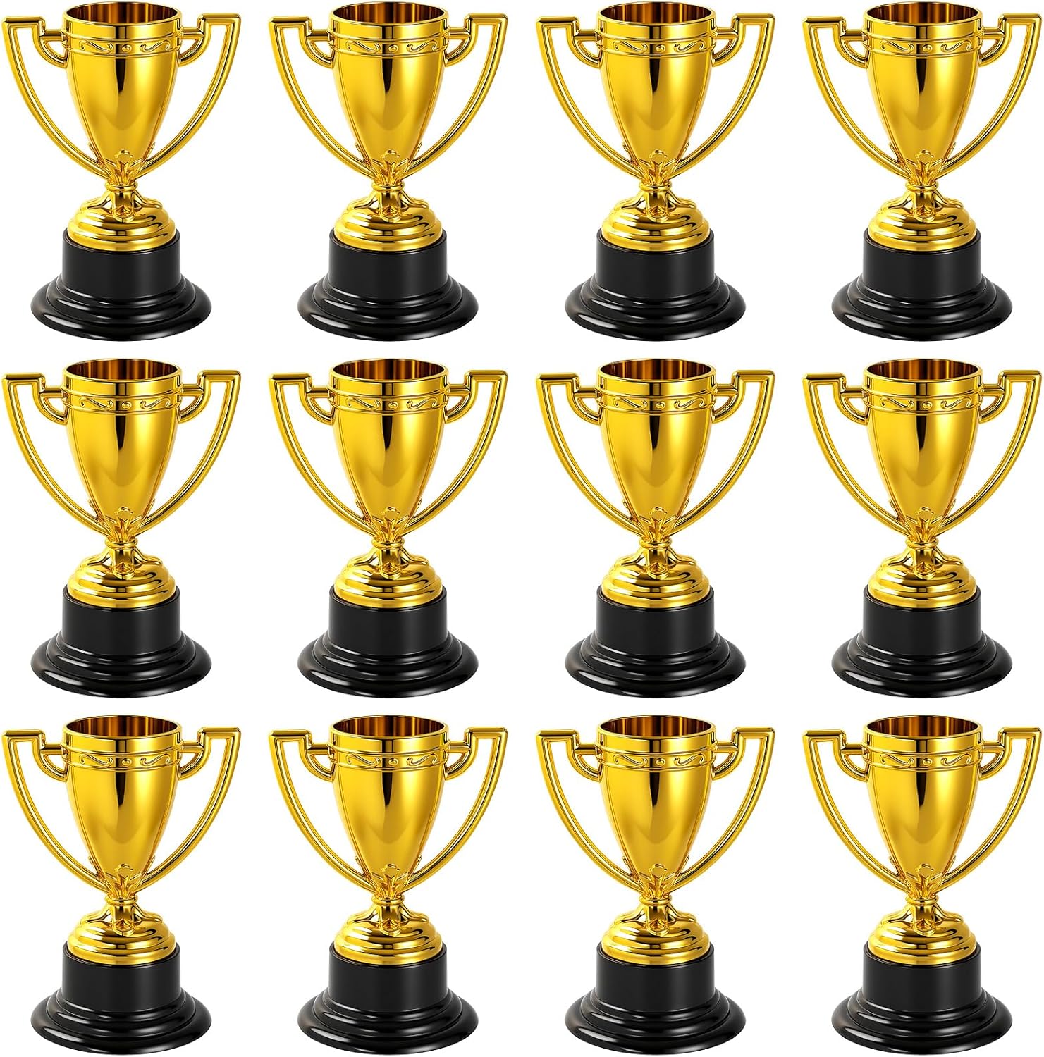 Skiennix Mini Trophies - Bulk Plastic Gold Trophy Cups for Kids' Sports Tournaments | 3.4 Inches