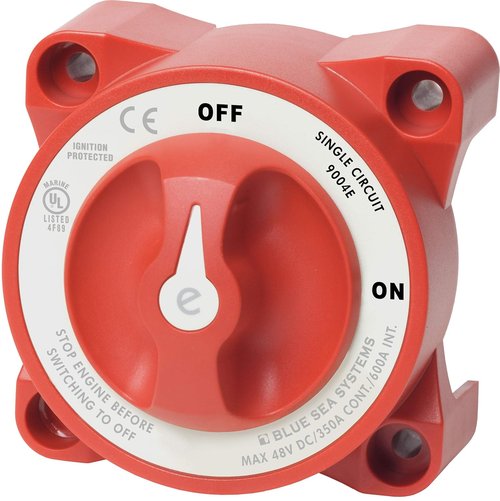 Blue Sea Systems 9004E Battery Switch - ON/OFF with Alternator Field Disconnect, 32V DC, 325A Red