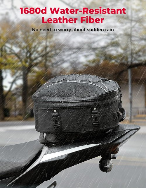 KEMIMOTO Motorcycle Tail Bag - Waterproof Expandable 22L-34L Rear Seat Luggage with 6 Straps