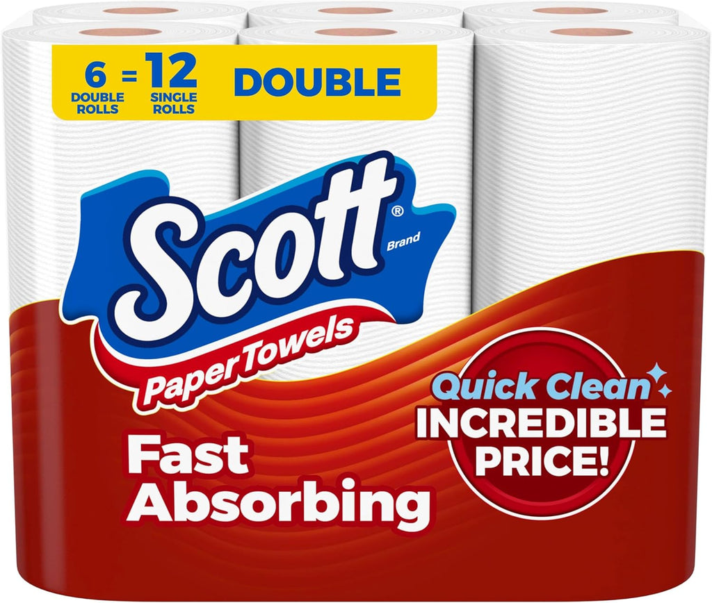 Scott Paper Towels - Choose-A-Sheet Design | 6 Double Rolls (12 Regular Rolls, 108 Sheets Each)