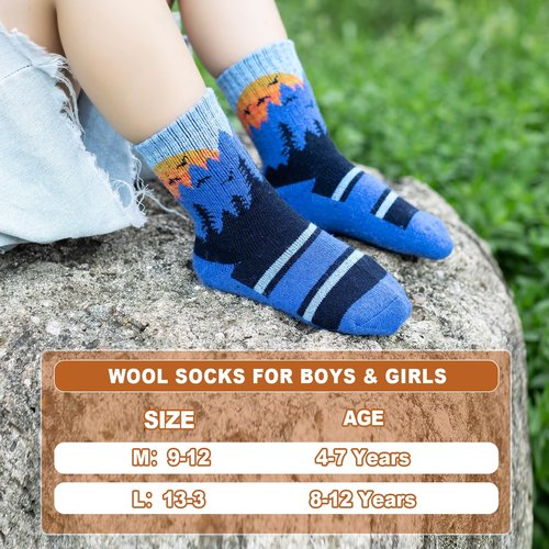 BISOUSOX Kids Wool Socks Boys Socks 10-12 Years Old Soccer Youth Girls 6-8 Thermal Hiking Skiing Boot Crew Cushion Sock