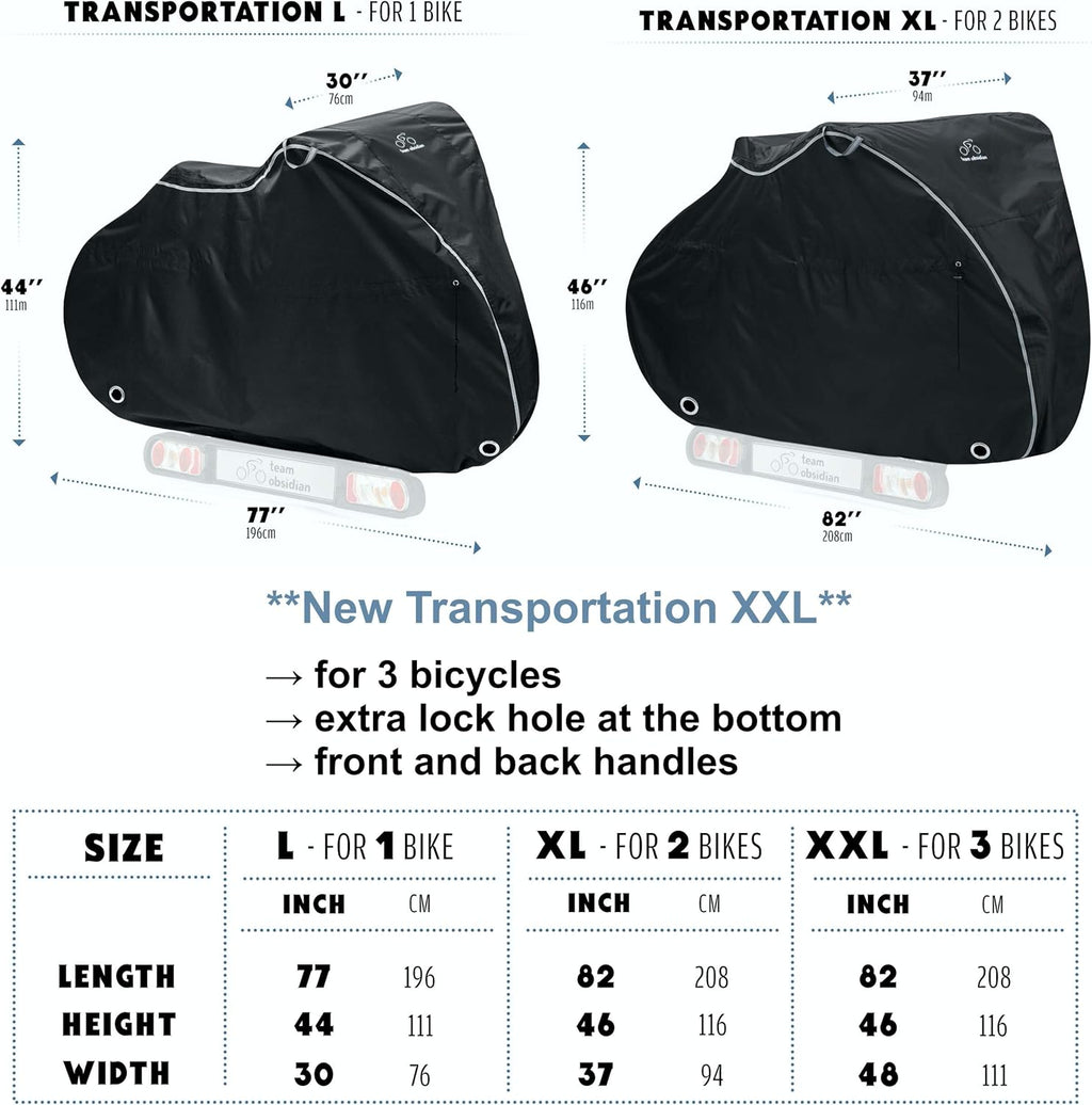 TeamObsidian Bike Cover - Waterproof Outdoor Storage & Travel Protection for 1-3 Bikes - Heavy Duty 300D Oxford Material