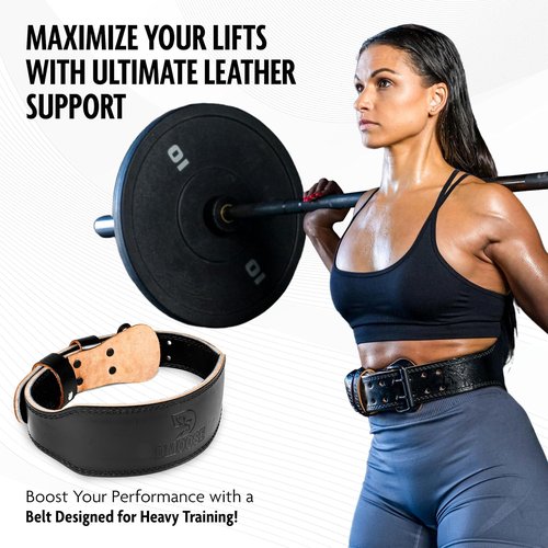 DMoose Fitness Weight Lifting Belt - 7MM Cushioned Lumbar Support | Adjustable Genuine Leather for Squats & Deadlifts